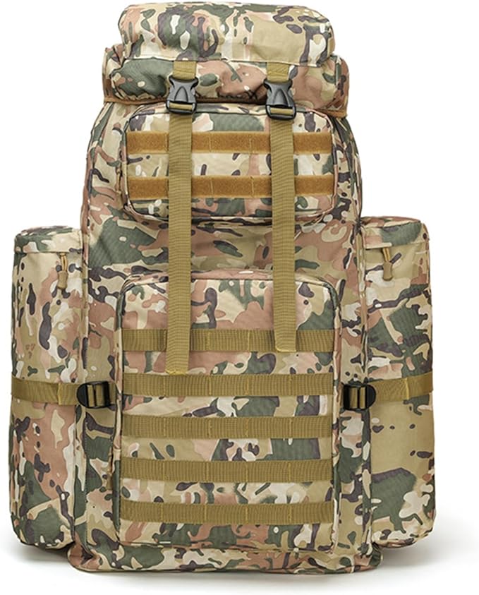 Military Tactical Backpack for Men 100L Waterproof Camping Hiking Travel Hunting Daypack Heavy Duty Adjustable Straps (Camo-2)