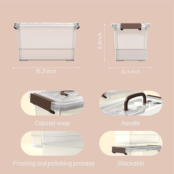 Clear 5 Packs Plastic Storage Bins with Latching Lids Large Stackable Storage Containers for Organizing Storage Box for Garage Closet Classroom Kitchen.17 QT