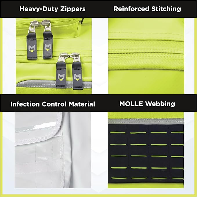 MERET OMNI PRO X Emergency Medical Backpack – Modular Trauma &amp First Aid Organizer with Easy to Clean Material – MOLLE Compatible – High Viz Yellow