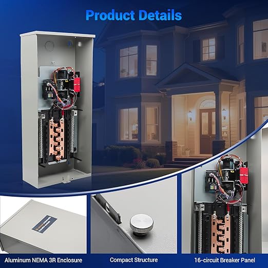 100 Amp Transfer Switch Replacement for Generac REXG16EZA3 16-Circuit 100 Amp Automatic Transfer Switch with NEMA 3R Protection Enclosure Suitable for Indoor and Outdoor Use