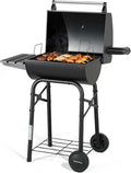 MASTER COOK Barrel Charcoal Grills with Foldable Side Tables Outdoor Smoke Barbecue bbq grill for Camping Patio Backyard Party Picnic Garden Black