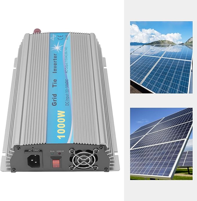 1100W Grid Tie Inverter Micro Inverters for Solar Panels MPPT Pure Sine Wave 22-50VDC Solar Input AC90-140v Output for 36V Solar Panel Ecowatt Power Saver