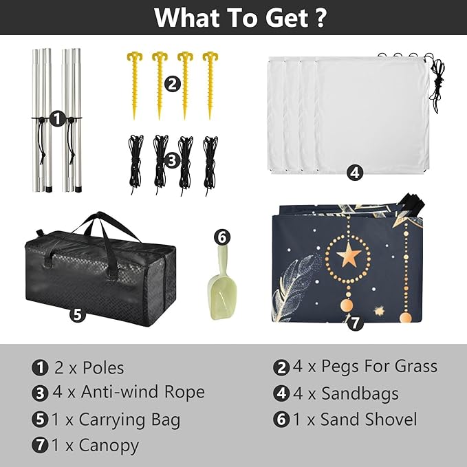 ALAZA Dream Catcher and Stars Beach Tent Sun Shelter Portable Canopy Sunshade for Outdoor Camping Picnics Backyard Fun 10x9 ft