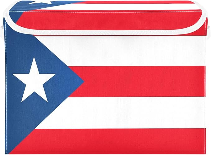Puerto Rico Flag Puerto Rican National Red Storage Containers with Lids Foldable Box Organizer Extra Large Storage for