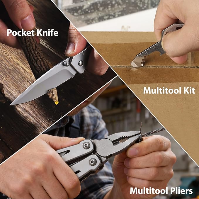 Multitool Gifts for Men Multi-tool Pliers &amp Pocket Knife 3-Piece EDC Tool Set Packed with Premium Gift Box for Birthday Christmas Father’s Day Stocking Stuffers for Man