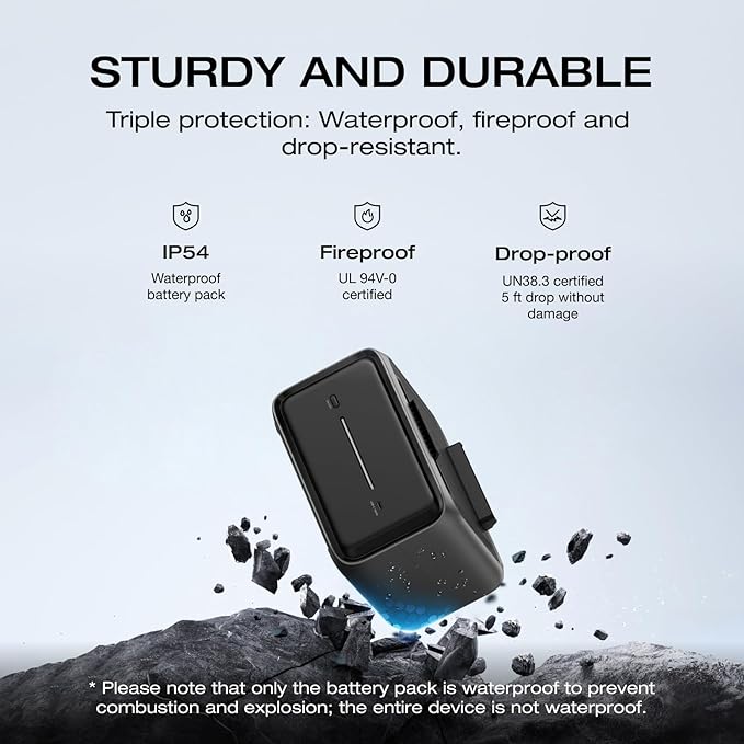 EF ECOFLOW River 3 Plus Portable Power Station Extra Battery EB600 572Wh Expansion LiFePO4 (LFP) Battery with 10-Year Lifespan Built-in 140W USB-C Port for Charging/Discharging Use Independently