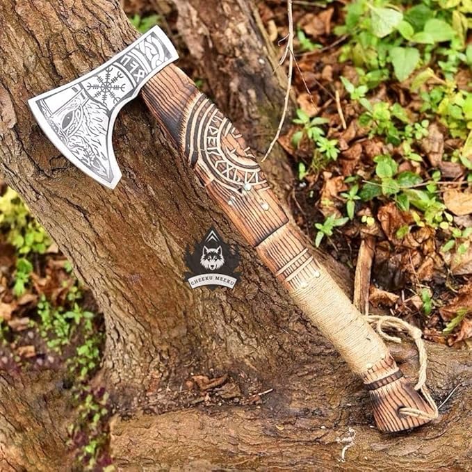 Hnadmade Two Handed Large Berserker Axe Norse Axe Scandinavian Viking Dane Ashwood Handle Functional Axe (FM-0008) ((FM-81))