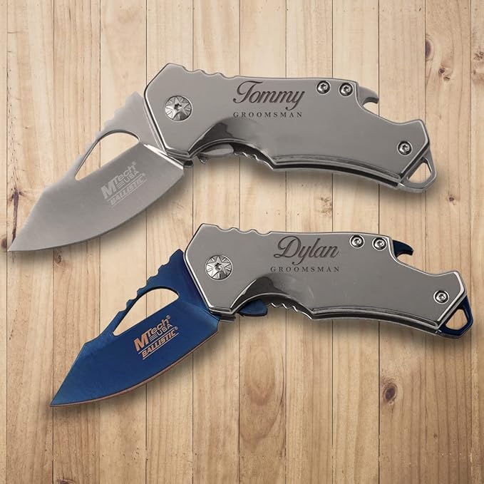 Engraved Pocket Knife Gifts For Him Boyfriend Custom meaningful Personalized Gifts For Men Iron Husband Unique Knife Groomsmen Perfect for Christmas Fathers Day Birthday (Silver Bottle Opener)