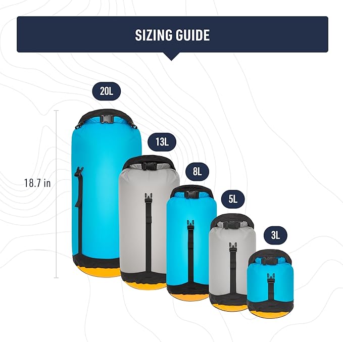 Sea to Summit eVac Ultra-Lightweight Compression Dry Bag Waterproof Dry Storage 20 Liter High Rise Grey