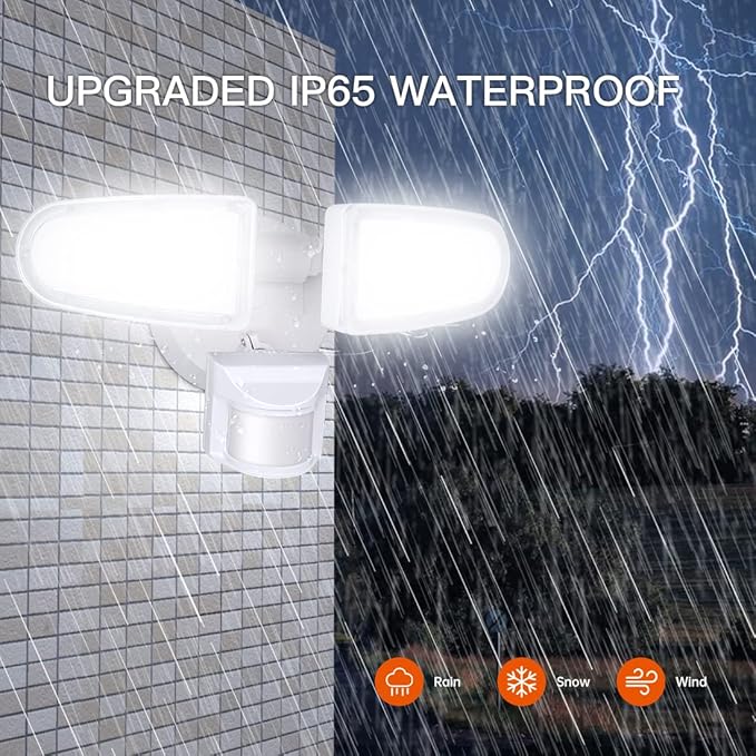 JJC 3700LM 32W LED Security Lights Motion Sensor Flood Light LED Motion Sensor Outdoor Lights Fixture Waterproof IP655700K Super Bright Motion Detector Lights for Garage Porch (Not Solar Powered)
