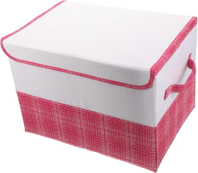 STOBAZA Capacity Clothes Storage Box Dustproof Foldable Organizer for Quilts Blankets and Toys Medium Fabric Home Organization White Pink
