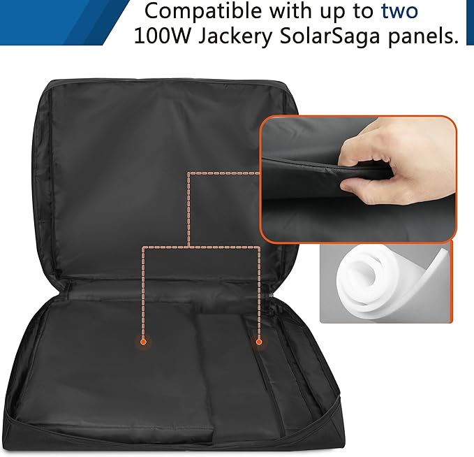Solar Panel Travel Bag Compatible with 2 Jackery 100W / 200W Padded Portable Solar Panel Storage Bag Compatible with Jackery SolarSaga 100W 100X 200W (100W | 27×23×6)
