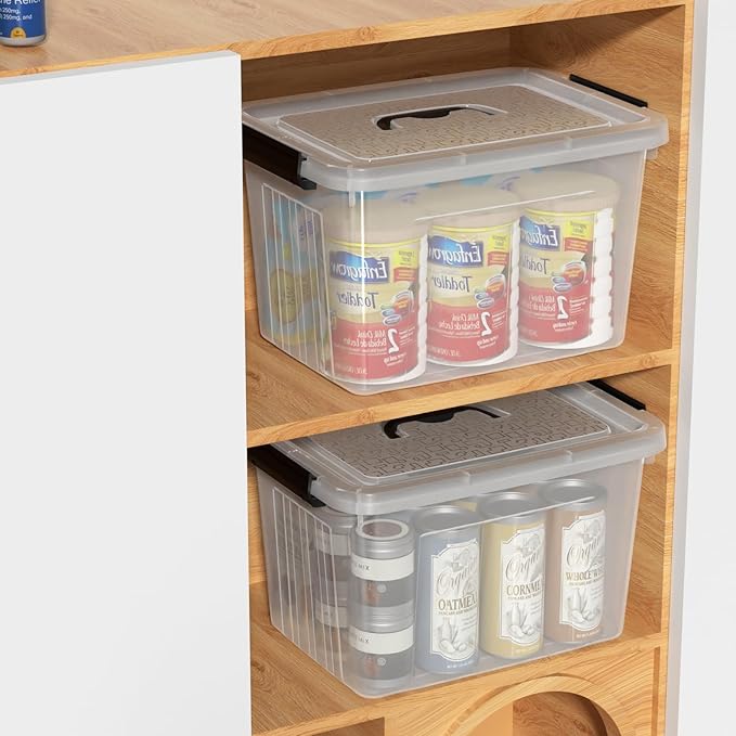 18 Quart Clear Plastic Storage Box with Handle Latching Bins with Lid 4 Packs