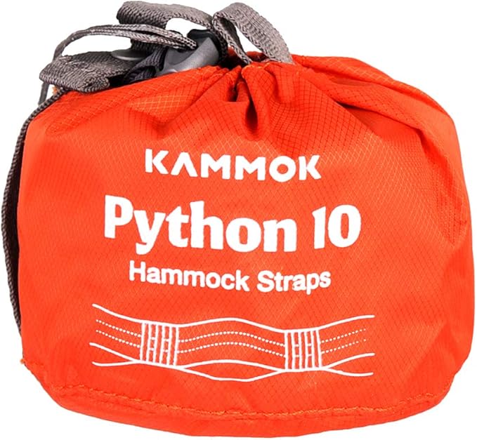 KAMMOK: Python 10' Tree Friendly Hammock Straps | Woven No-Stretch Knotless Durable (Lightweight &amp Compact: Perfect for Hiking Camping Backpacking) Set of 2 w/Stuff Sack