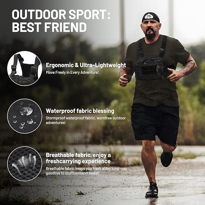 Tactical EDC Chest Bag Utility Molle Chest Rig Pouch with CCW Compartment Adjustable Strap Outdoor Chest Pack
