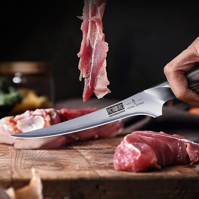 HOSHANHO Fillet Knife 7 Inch Super Sharp Boning Knife in High Carbon Stainless Steel Professional Japanese Fish Knives for Meat Poultry Cutting