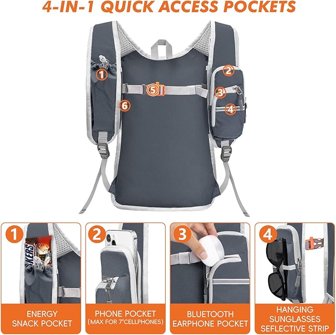 Seektop Small Hiking Backpack Expandable 12L-15L Lightweight Packable Waterproof Daypack with Phone Pocket for Women Men