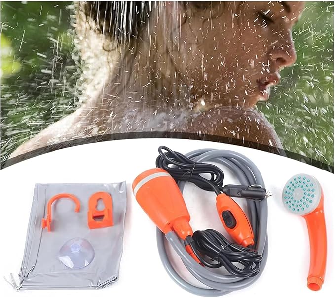 62W 12V Outdoor Plastic Fast Effluent Shower Head For Camping Hiking