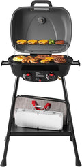 Royal Gourmet GT2003 Portable 2 Burner Propane Gas Grill with Stand and Warming Rack 2-in-1 Grill Griddle Combo with 17000 BTUs Output forCamping Tailgating Backyard Gray