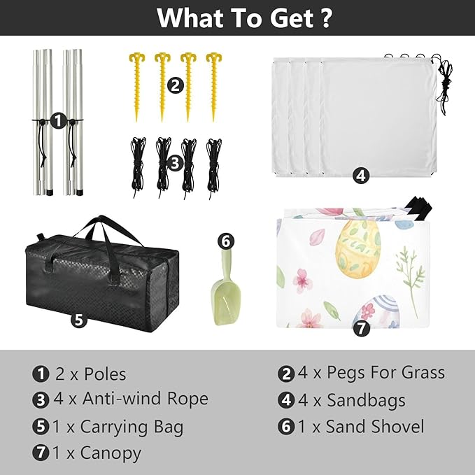 xigua Easter Egg Beach Tent Sun Shelter with Carrying Bag - Silver Coated Oxford Fabric Beach Canopy for Beach Camping Fishing - Includes Windproof Ropes Sandbags &amp Stakes