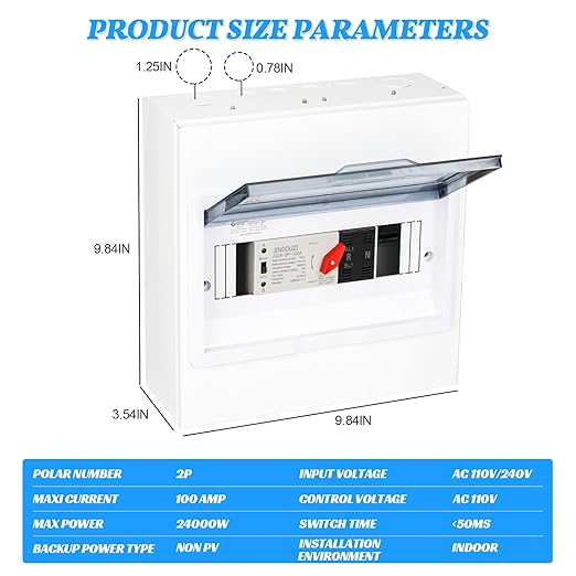 100A Automatic Transfer Switch110V Millisecond Level Dual Power Automatic Transfer Switch Generator Transfer Switch with Metal Distribution Box