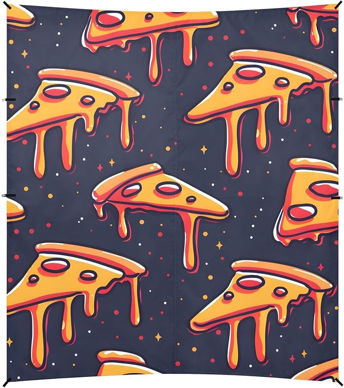 ALAZA Pizza Slices on Dark Space Like Pattern Beach Tent Sun Shelter Portable Canopy Sunshade for Outdoor Camping Picnics Backyard Fun 10x9 ft