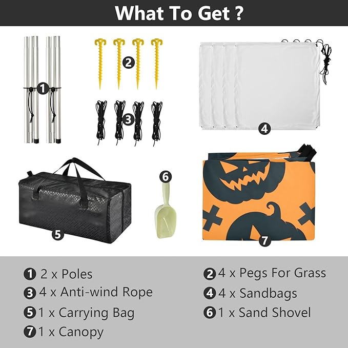 ALAZA Orange Halloween Pumpkin Pattern 拷贝 Beach Tent Sun Shelter Portable Canopy Sunshade for Outdoor Camping Picnics Backyard Fun 10x9 ft