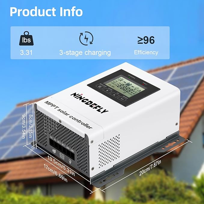 30A Mppt Solar Charge Controller 12V 24V Solar Panel Charge Controller Intelligent Regulator with LCD Display Charge for Gel LiFePO4 SLD FLD Batteries