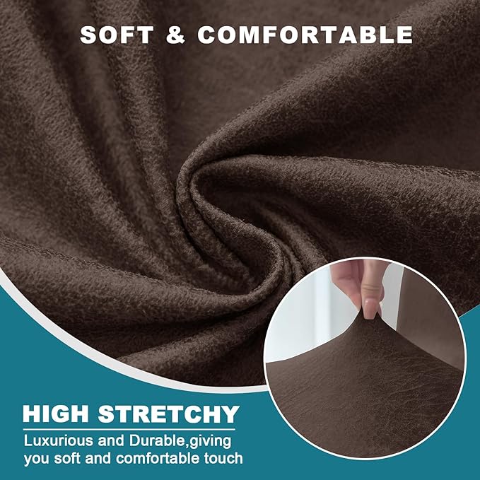 KRFOONN Stretch RV Dinette Cushion Covers Leather Look Camper Cushions Covers Replacement Couch Cushion Slipcovers Loveseat Slipcovers for Travel Trailer Couch (2 Backrest Cover &amp 2 Bench Cover T