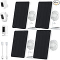 4-Pack 5W Solar Panels for Security Cameras with 360° Adjustable Mounting - IP65 Waterproof - 9.8 Ft Charging Cable - Micro USB &amp USB-C &amp DC3.5mm Ports