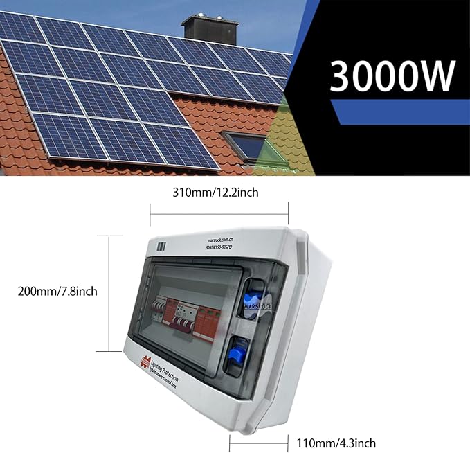 Marsrock Lighting Protection Wind Solar Hybrid Power Control Box PV Dc Combiner AC Distribution Box for 12v 24v 48v Wind Solar Power System with DC AC SPD Surge Protection Arrester (Excluding Wires)