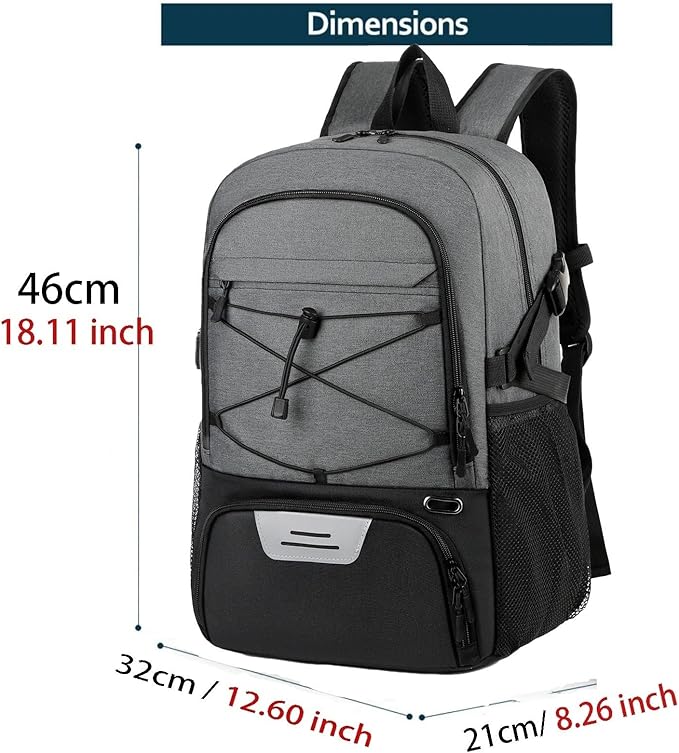 Reflective Strip Gym Bag 35L Sports Basketball Backpack with Shoe Compartment Large Training Rucksack for Men Women(Navy blue)