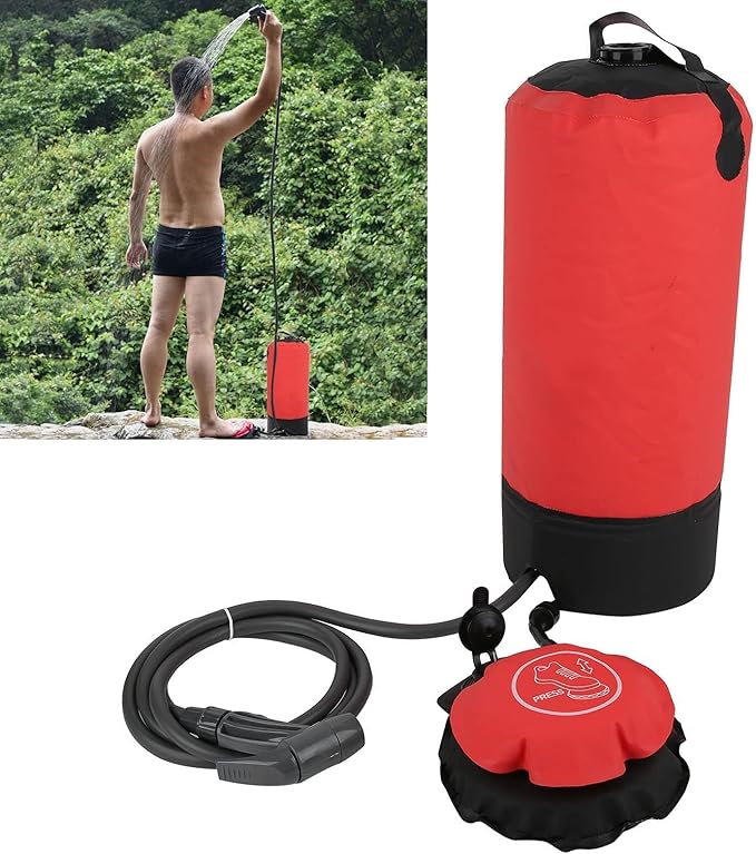 Solar Shower Bag 11L Portable Camping Shower Bag Special Nozzle Design Outdoor Shower with Shower Head Tube for Camping Hiking Traveling