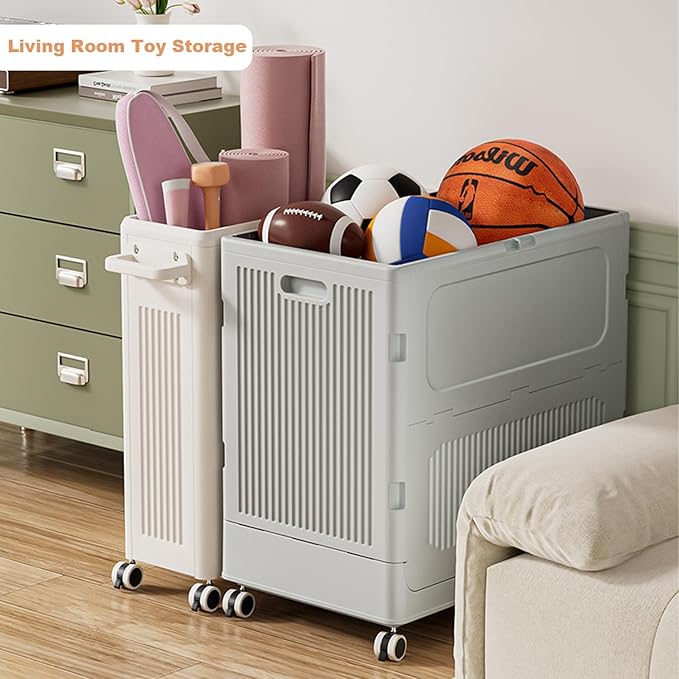 Large Plastic Storage Bins with Lid 123L Collapsible Sturdy Storage Organizer Boxes Bins Baskets with Wheels Home Storage Organizer for Bedroom Living