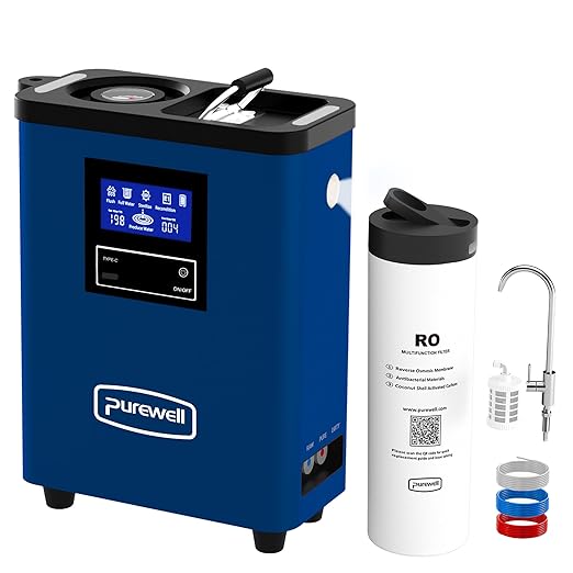 Purewell® K8680 RO Water Purifier System10-Stage RV Portable Water Filtration Survival with UVDesalination Rate Reaches 95%Survival Gear Purification for DrinkingTeam CampingTravel(Blue)