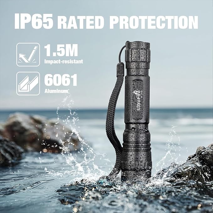ULTRAFIRE Tactical Flashlight with Holster for Duty Belt 1000 High Lumen Police Flashlight with Belt Holster Rechargeable Law Enforcement Flashlight 3 Modes Security Flashlights WF-501BX