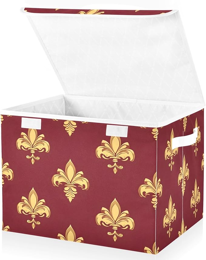 Graffiti Mardi Gras Logo Pattern Foldable Storage Baskets Fabric Boxes with Handle Organizers with Flip-Top Lids Storage Bins for Home Bedroom Office