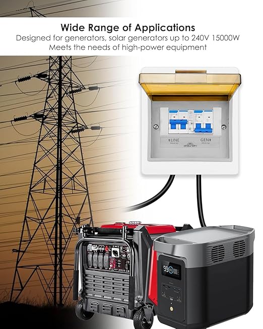 Prewired Transfer Panel for Portable Generators 15000 Watts 240V 60A Manual Transfer Switch Kit Easy Wiring