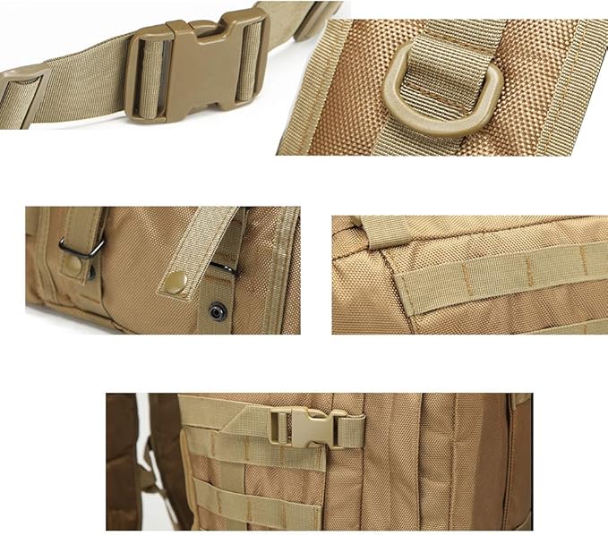 Tactical Backpack 55L with Built-up 3 MOLLE Bags Rucksacks for Travelling