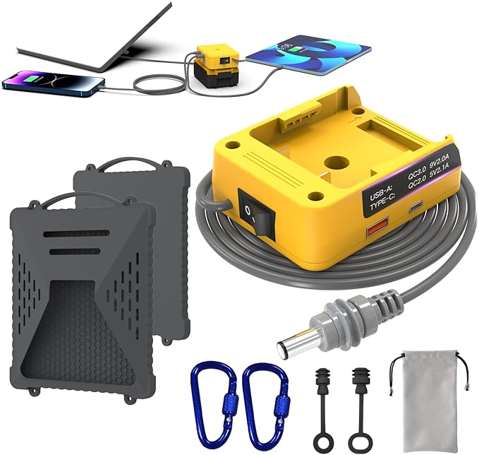 Deckit Starlink Mini Battery Adapter Kit Compatible with DeWalt 20V MAX Portable Off-Grid Power Supply w/Switch Low Voltage Protection Multi-Port Cable &amp Bag