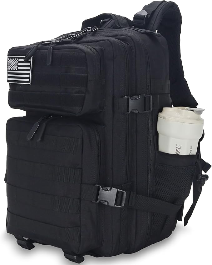 45L/25L/9L Tactical Backpack for Men and Women Military Heavy Duty Molle Backpack Army Assault Pack Travel Camping Gym Work Rucksack Daypack (Black Large 45L)