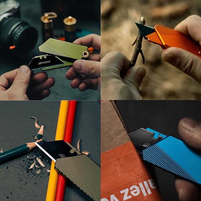 PICHI G9 Aluminum Utility KnifeLightweight Pocket Utility KnifeEDC Pocket KnivesCNC Unibody Quick Change BladeButton Lockfor Men Women Outdoor HikingCampingwith 2 Replaceable Blades (Orange)