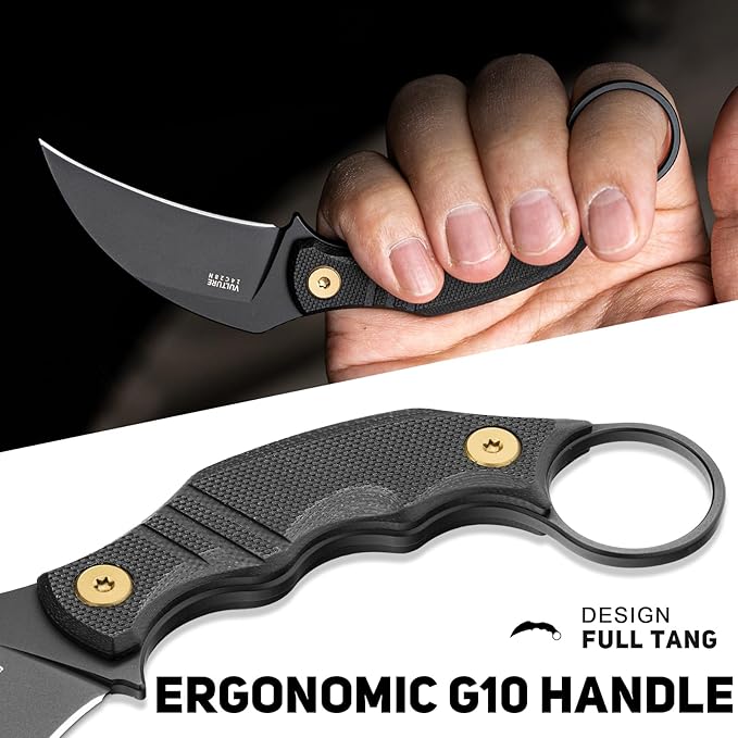 NedFoss VULTURE EDC Fixed Blade Knife with Kydex Sheath 2.87 14C28N Steel Tactical EDC Knife with G10 Handle and Adjustable Belt Clip Horizontal Carry Belt Knives for Men Women