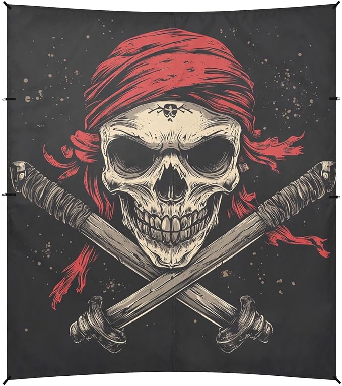 ALAZA Pirate Skull Crossed Old Pirate Swords Beach Tent Sun Shelter Portable Canopy Sunshade for Outdoor Camping Picnics Backyard Fun 10x9 ft