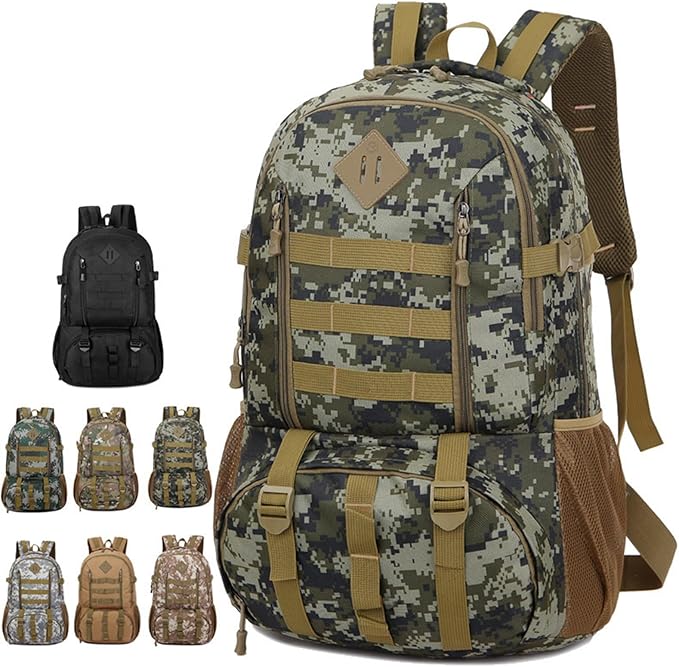 50L Tactical Backpack Outdoor Mountaineering Travel Backpack for Men and Women Large Capacity Camouflage Backpack (Desert Camouflage)
