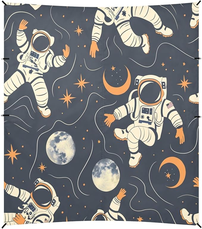 ALAZA Astronaut Moon Stars Pop Art Beach Tent Sun Shelter UPF50+ Protection Beach Shade Canopy w/ 4 Sandbags for Outdoor Camping Fishing Backyard Fun Picnic 10x9 ft