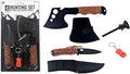 SE 4-Piece Survival Essentials Kit with 10.5-Inch Axe 8-Inch Drop Point Knife Magnesium Fire Starter &amp 115dB Whistle - Hunting &amp Outdoor Gear