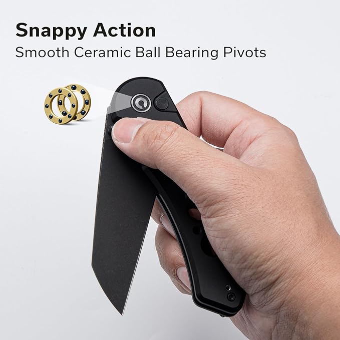 CIVIVI Pragma Prime Pocket Knife for EDC 3.49 14C28N Blade Aluminum Handle with Reversible Clip Camping Hiking Folding Knife for Men Women C24067-1 Black