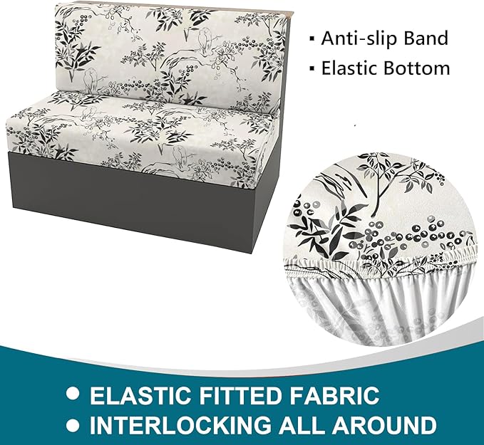 KRFOONN RV Dinette Cushion Covers Stretch Camper Cushions Covers Replacement Couch Cushion Slipcovers Washable Loveseat Slipcovers for Travel Trailer Couch (2 Backrest Cover &amp 2 Bench Cover 20)