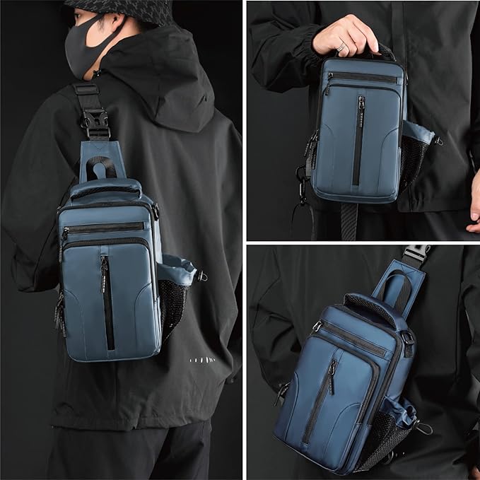 Anti Theft Crossbody Backpack Shoulder Sling Bag Men Women One Strap Motorcycle Messenger Bag Daypack for Cycling